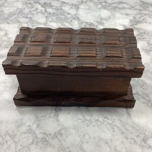 Vintage MCM Carved Wood Box Made In Spain Hinged